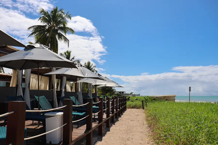 Cabanas frente-mar com cortinas